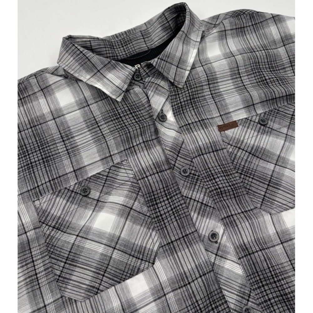 Orvis Men's XXL Polyester Black Plaid Active Short Sleeve Fishing Shirt